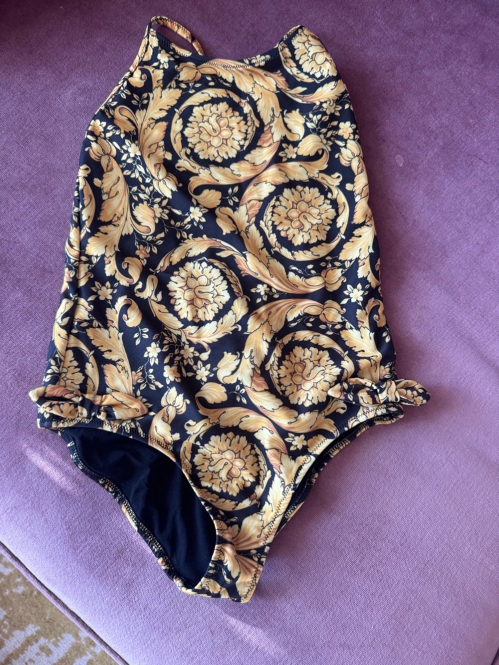 Versace Black and Gold Baroque Silk Scarf size 8